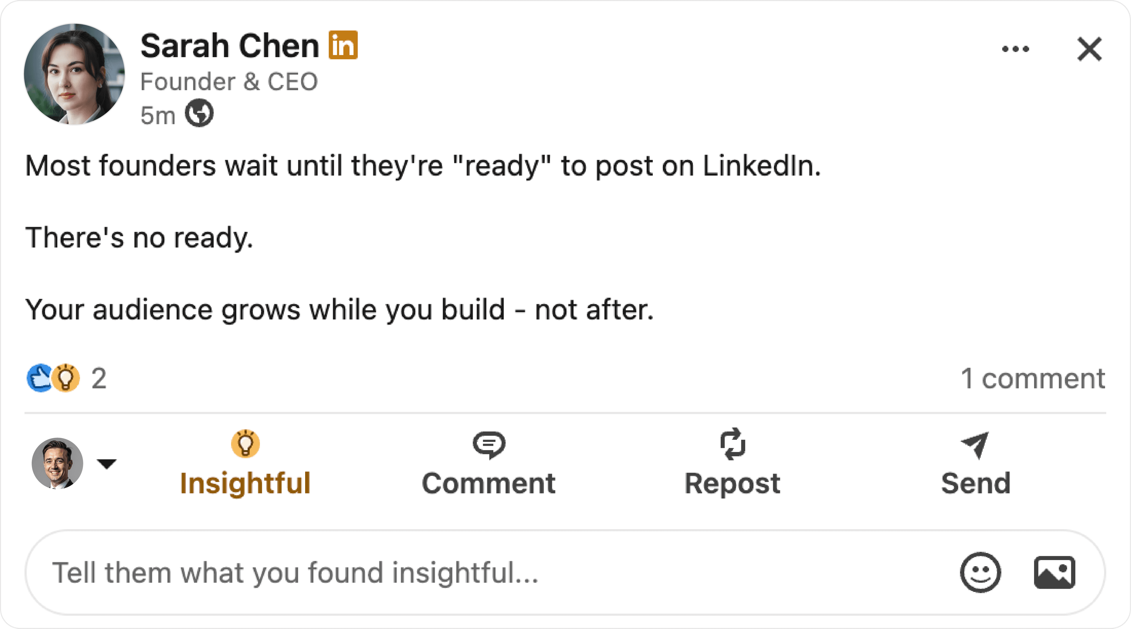 LinkedIn post by Sarah Chen